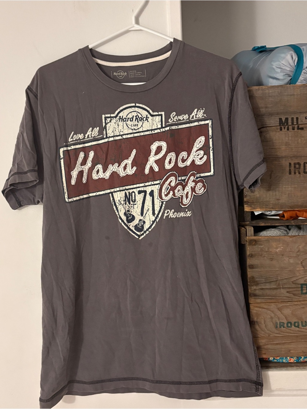 Hard Rock Cafe Phoenix Gray Contrast Stitching Graphic T-Shirt Size Medium